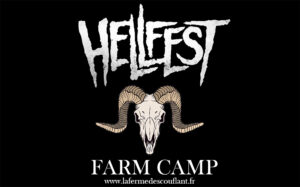 Logo du Hellfest avec en dessous le logo du Farm Camp